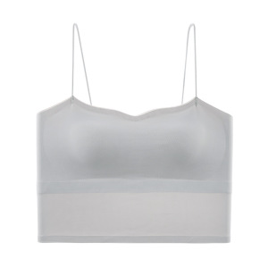 网红夏季冰丝无痕吊带带胸垫女内搭固定杯可外穿美背内衣小背心夏