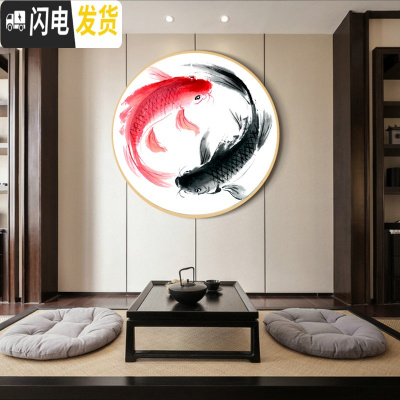 三维工匠年年有余十字绣2019新款线绣小件客厅卧室小幅简单绣挂件新手鲤鱼 满绣[棉线4股]50x50cm安格古绢布