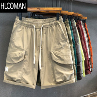 HLCOMAN户外露营地复古冰丝薄款工装短裤男士休闲裤夏季宽松五分裤男中裤