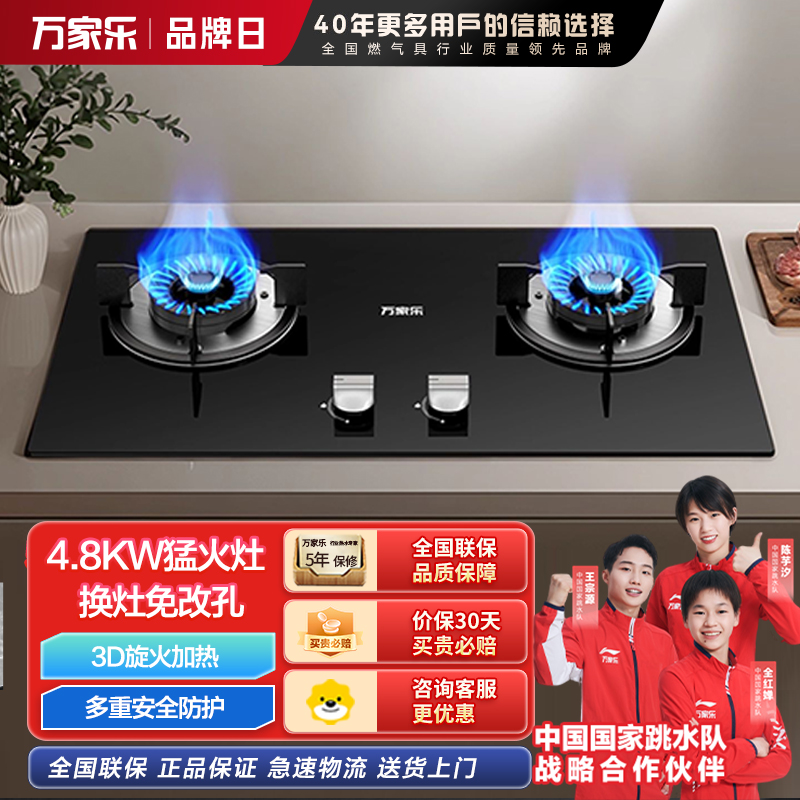 万家乐 Y1R2燃气灶4.8kw大火力3D旋火均匀加热家用灶具天然气
