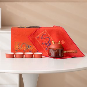 苏氏陶瓷(SUSHI CERAMICS)描金万事兴龙侧把壶伴手礼茶具礼盒