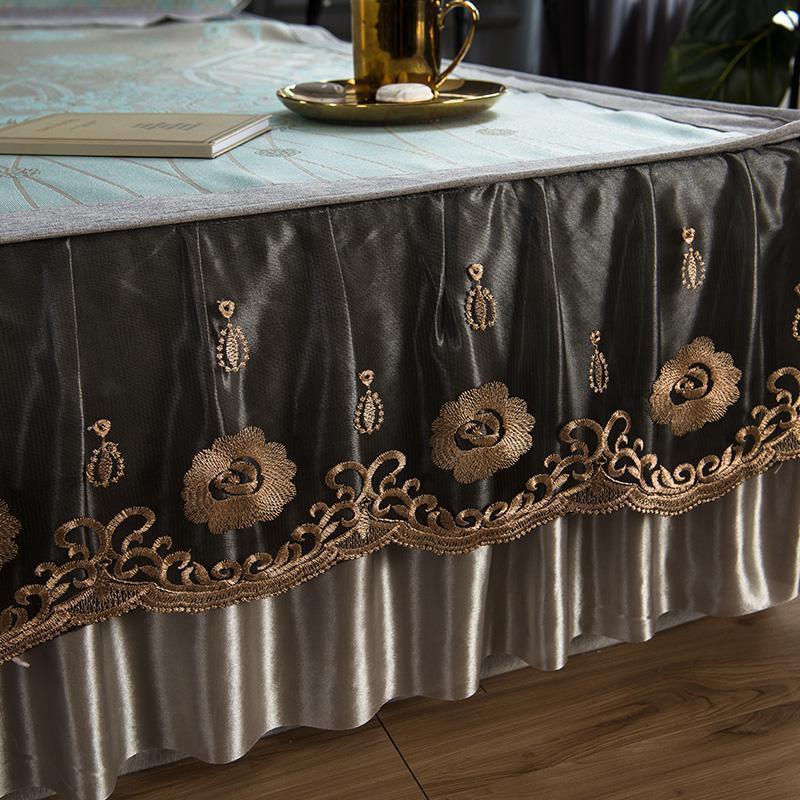 美帮汇冰丝凉席床裙款三件套1.8m床夏季可水洗折叠1.5欧式床罩空调软席