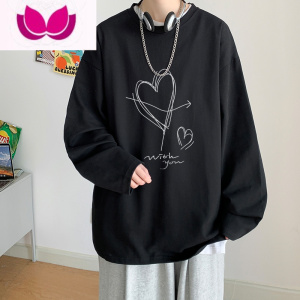 七斓盐系长袖T恤男生百搭打底衫冬款加绒加厚ins潮流潮牌上衣服