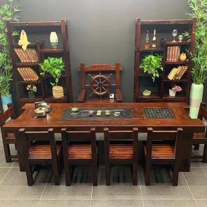 森美人老船桌椅组合客厅茶台实木家具功夫泡茶几套装阳台办公茶艺桌