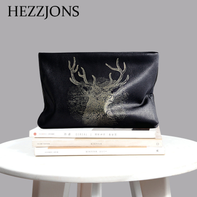 赫泽琼斯HEZZJONS奢侈品手拿包男进口意大利牛皮手包青年商务休闲薄款手腕包男士个性软皮信封包