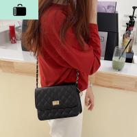 2020韩国气质chic链条小方包单肩斜挎包ins时尚百搭菱格纹包包女NEW LAKE 黑色acc女士单肩包