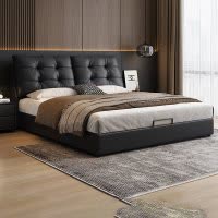 轻奢皮床简约现代1.8米卧室软包双人床意式婚床1.5米高端皮艺床