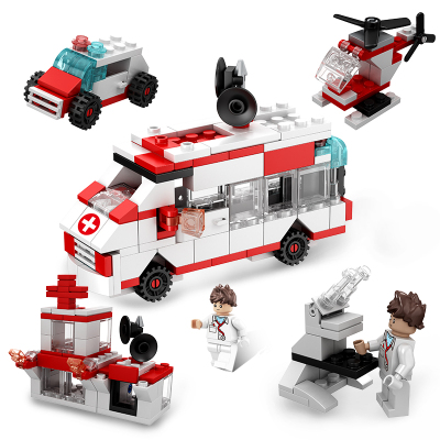 汇奇宝兼容乐高积木拼装玩具益智男孩子6-14岁儿童智力多功能动脑模型拼图医疗救援队140颗粒-