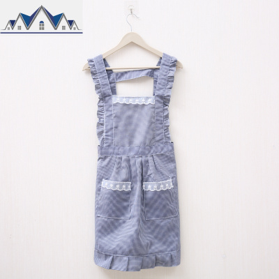 韩版时尚双层防水防油围裙厨房做饭围腰可爱公主罩衣家用女工作服 三维工匠