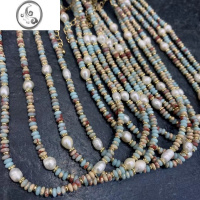 JiMi轻奢小众彩色石珍珠串珠项链女夏气质寿山石高级感简约颈链