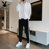 花花公子运动服套装男士2025年秋季开衫立领卫衣卫裤休闲穿搭一套
