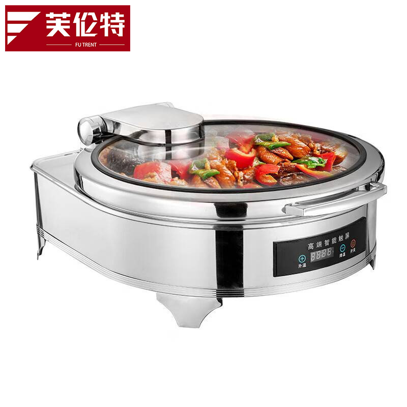 芙伦特 厨房保温售饭机保温餐炉 数显温控圆形液压餐炉304不锈钢全透视窗口智能触控布菲炉FLT-GT-SWBFLY3-6