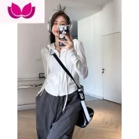 七斓2023年新款纯色连帽长袖上衣韩版修身显瘦薄款外套女T恤