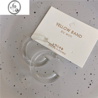 JiMi冷淡风气质C形耳环女925银针亚克力透明色简约耳钉耳圈无耳洞耳夹