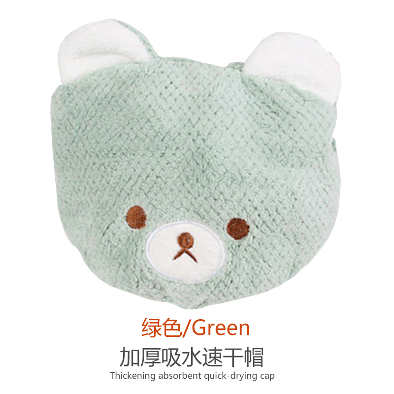 儿童珊瑚绒女童浴帽速干吸水柔软可爱公主宝宝卡通小熊浴帽 三维工匠 浅紫色+浅紫色干发帽/干发巾