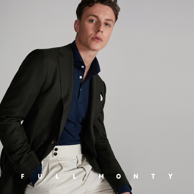 春夏季新款墨绿商务修身羊毛西服上衣男士休闲单西外套CYMMFULL