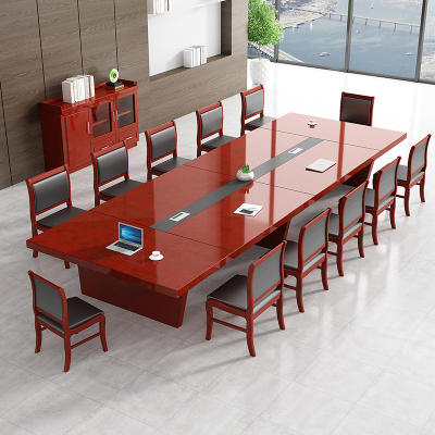 会议桌贴木皮油漆会议桌办公室洽谈培训桌