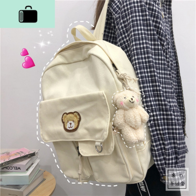 韩国INS古着感学生帆布双肩包 原宿chic复古少女书包可爱软妹背包NEW LAKE