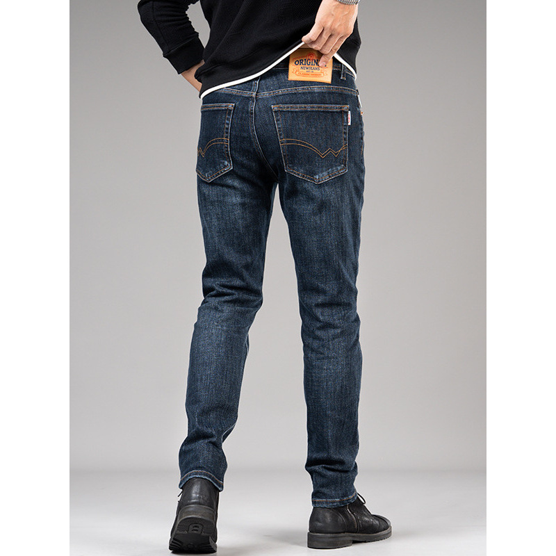 欧货男装春夏新款轻奢重工水洗刺绣修身品质大牛小直筒牛仔裤男士