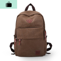 双肩包男士休闲帆布背包旅行包电脑包时尚学生书包男女韩版NEW LAKE 浅咖