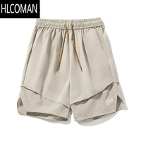 HLCOMAN山系户外网眼速干运动短裤男女夏季潮薄款刺绣宽松休闲直筒五分裤