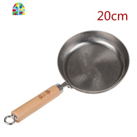 章丘手工铁锅牛排煎锅平安煎蛋锅无涂层平底锅家用 FENGHOU 银白色一体带耳28cm