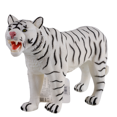 仿真动物玩具模型套装软胶发声野生动物园老虎狮子熊猫马男孩女孩儿童早教认知玩具摆件发声白虎45CM
