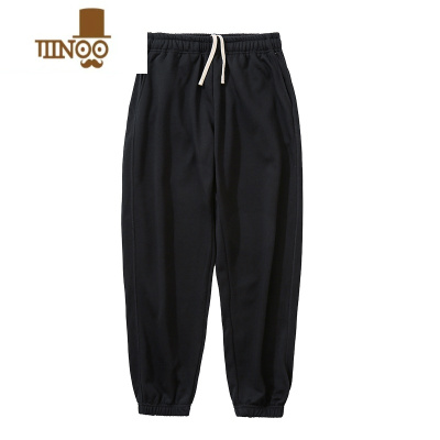 YANXU复古美式卫裤男秋夏灰色宽松毛圈束脚裤休闲运动情侣薄款长裤