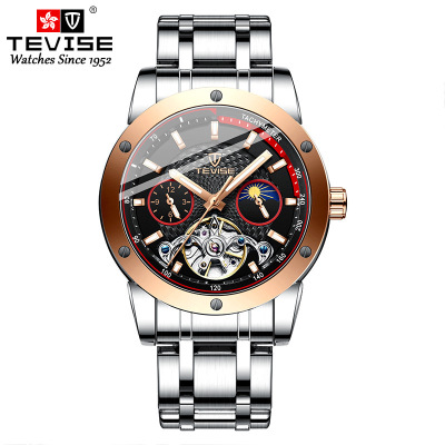 瑞士品牌手表TEVISE男士手表星辰自动机械表时尚陀飞轮防水手表夜光腕表