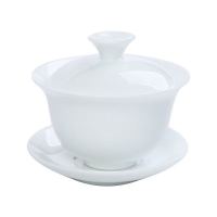 千禧渡 白陶瓷盖碗茶杯 支持定制