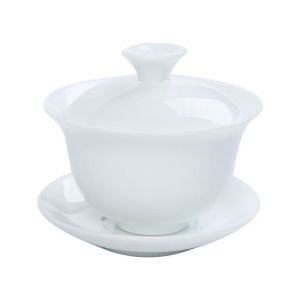 千禧渡 白陶瓷盖碗茶杯 支持定制