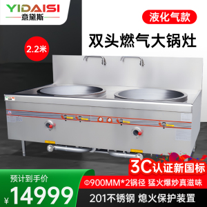 意黛斯 商用燃气大锅灶 猛火灶单位学校食堂电磁猛火大炒锅饭店酒店节能灶台双头90型 YDS-GSSD180Y液化气