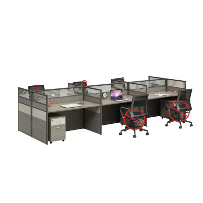 中豫鑫泽 ZYXZ5031415 职员桌屏风工位职员办公桌 工字型六人位含柜