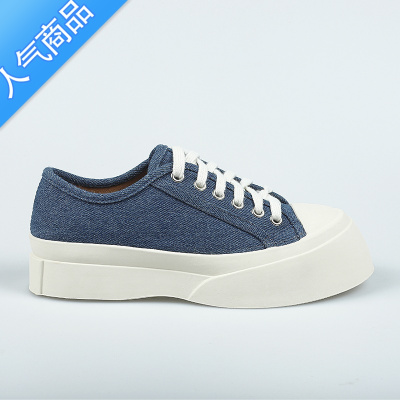 SUNTEK小个子内增高牛仔蓝大头鞋女系带3334码厚底赵露思同款帆布鞋