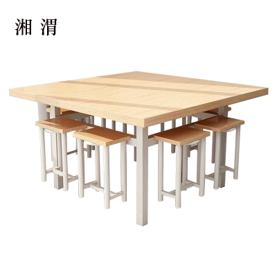 湘渭餐桌学校食堂小吃店快餐桌椅饭堂橡木色方桌1200*1200*750