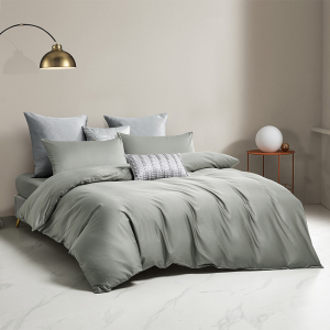 罗莱家纺1.5m贡缎四件套床单款亲肤舒适简约设计床品套装 深灰色 2.0*2.3m