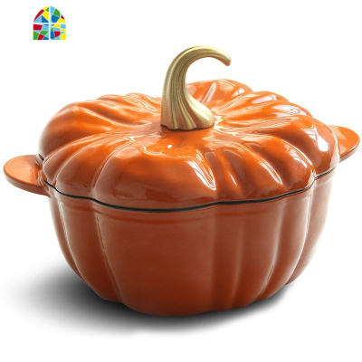 南瓜形铸锅珐琅汤锅24cm家用生煲汤炖锅不粘锅电磁炉 FENGHOU 冰湖蓝