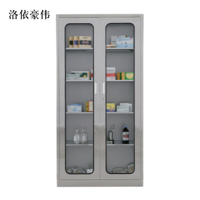 洛依豪伟文件柜不锈钢柜子储物柜资料柜档案柜带锁文件柜304通玻文件柜