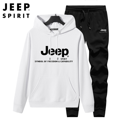JEEP吉普夹克男士套装2021春秋潮流搭配帅气一套潮牌休闲衣服外套白色4XL