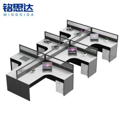 铭思达屏风办公桌出字型六人位含柜套