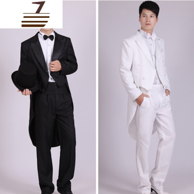 NEWLAKE白色燕尾服魔术表演服装男士西服套装指挥服装男合唱舞蹈演出服