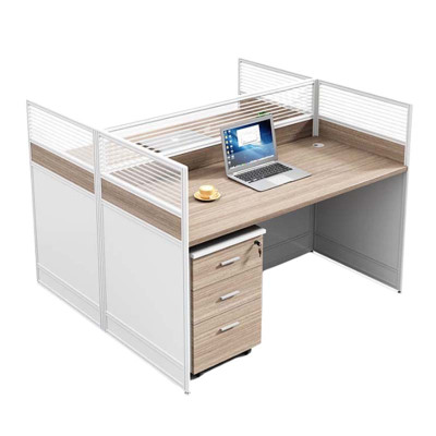 汉诺鑫威职员办公桌椅组合简约现代屏风卡座工位隔断式财务工位桌子双人位+活动柜