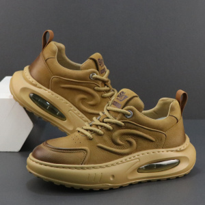 透气男鞋休闲鞋轻便软底运动鞋秋季新款头层牛皮复古潮流板鞋