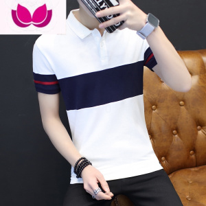 七斓夏季短袖t恤男士韩版潮流男装polo衫潮牌翻领半袖休闲上衣服衬衫