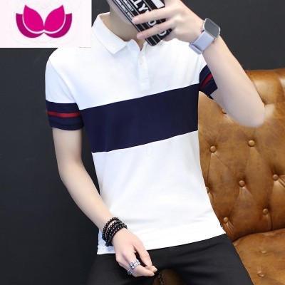 七斓夏季短袖t恤男士韩版潮流男装polo衫潮牌翻领半袖休闲上衣服衬衫