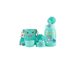 (免费刻字)探险jojo杯具熊儿童保温杯带吸管儿童水杯316不锈钢内胆户外运动系列儿童保温壶530mlBEDDYBEAR