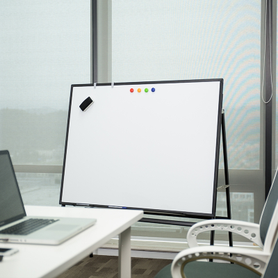 得力年货33357白板磁性办公支架式黑板教学写字板家用会议板落地书写