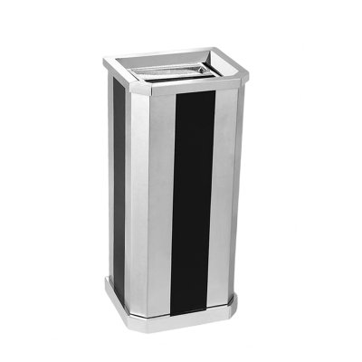 迅迈 黑条不锈钢上开 不锈钢酒店宾馆大堂垃圾桶灭烟桶带烟灰缸吸烟桶电梯口走廊立式桶