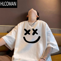 HLCOMAN夏季薄款男士短袖t恤男装潮牌宽松打底衫白色简约半袖学生男上衣T