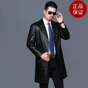 免费试穿 高档皮衣中长款风衣冬天穿加绒外套防水衣英伦风休闲皮大衣软皮料2024冬装新款外套潮海宁软皮夹克大码男装